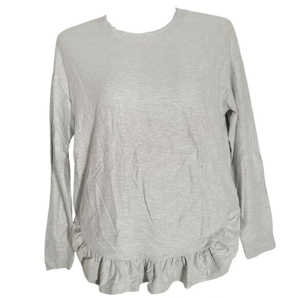 Nwt Como blu silver metallic ruffle knit thin sweater Size medium - Picture 1 of 9
